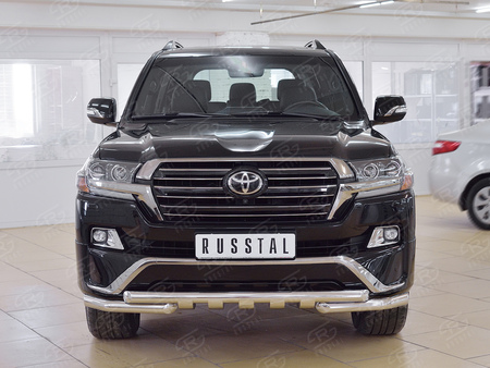 Защита переднего бампера d63 дуга-d63 секции+клыки RUSSTAL Toyota Land Cruiser 200 Executive (2016-2021) TLCZ-002554