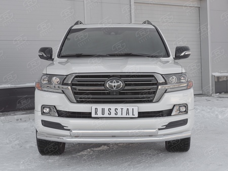 Защита переднего бампера d76 секции-d75х42 дуга RUSSTAL Toyota Land Cruiser 200 Excalibur (2016-2021) TLCZ-002904
