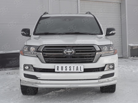 Защита переднего бампера d76 секции-d42 уголки RUSSTAL Toyota Land Cruiser 200 Excalibur (2016-2021) TLCZ-002905