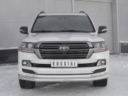 Защита переднего бампера d76 секции-d42 уголки RUSSTAL Toyota Land Cruiser 200 Excalibur (2016-2021) TLCZ-002905