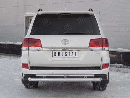Защита заднего бампера d76 дуга-d42 дуга+декоративный паз RUSSTAL Toyota Land Cruiser 200 Excalibur (2016-2021) TLCZ-002908