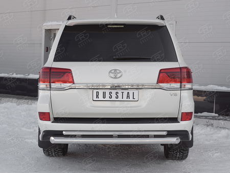 Защита заднего бампера d76 дуга-d42 дуга+декоративный паз RUSSTAL Toyota Land Cruiser 200 Excalibur (2016-2021) TLCZ-002908