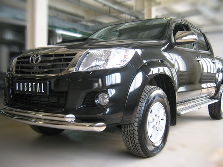 Защита переднего бампера d76х63 дуга RUSSTAL Toyota Hilux (2009-2014) TLZ-000006