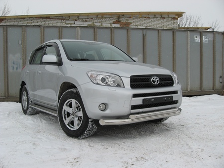 Защита переднего бампера d76+d57 двойная Toyota RAV4 (2006-2009) TR4005