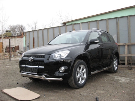 Защита переднего бампера d57+d57 двойная Toyota RAV4 L (2009-2012) TR409L-011