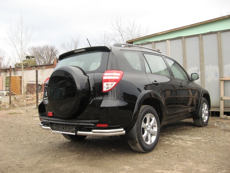 Защита заднего бампера уголки d57+d42 двойные Toyota RAV4 L (2009-2012) TR409L-019