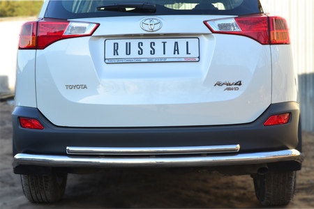 Защита заднего бампера d63 секции d42 дуга RUSSTAL Toyota RAV4 (2013-2015) TR4Z-001287