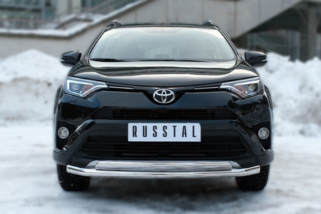 Защита переднего бампера d63 секции+d75х42 дуга RUSSTAL Toyota RAV4 (2015-2019) TR4Z-002194