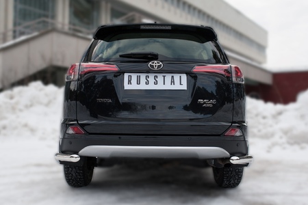 Защита заднего бампера уголки d63 секции RUSSTAL Toyota RAV4 (2015-2019) TR4Z-002203