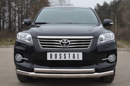 Защита переднего бампера d76 секции d63 дуга RUSSTAL Toyota RAV4 (2010-2012) TRZ-100506