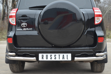 Защита заднего бампера d63х42 уголки RUSSTAL Toyota RAV4 (2010-2012) TRZ-100509