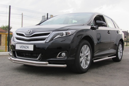 Защита переднего бампера d57+d57 двойная Toyota Venza (2012-2016) TVEN003