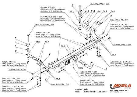 Фаркоп Imiola для Subaru Forester (1999-2008) U.001