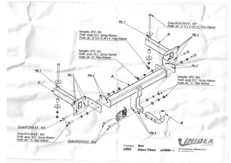 Фаркоп Imiola для Subaru Tribeca (2006-2014) U.003