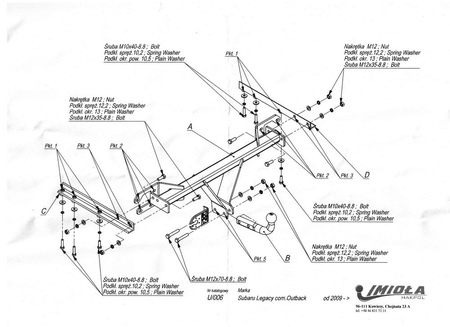 Фаркоп Imiola для Subaru Outback (2009-2015) U.006