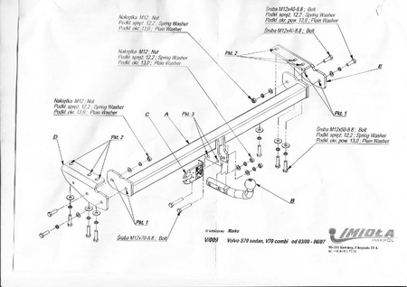 Фаркоп Imiola для Volvo V70 (2000-2009) V.009