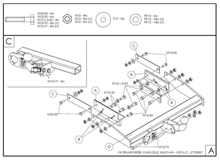 Фаркоп оцинкованный Galia для Volkswagen Transporter (1990-2003) V027A