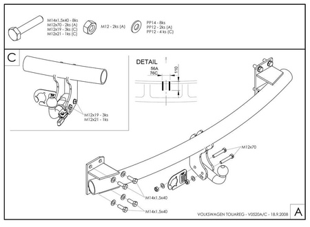 Фаркоп оцинкованный Galia для Porsche Cayenne (2002-2018) V052A