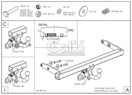 Фаркоп оцинкованный Galia для Volvo V70 (2007-2016) V079A