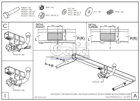 Фаркоп оцинкованный Galia для Volkswagen Passat (2014-2020) V081A