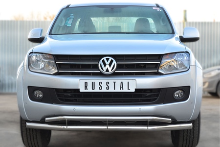 Защита переднего бампера d63 секции d42 секции RUSSTAL Volkswagen Amarok (2009-2015) VAKZ-001560