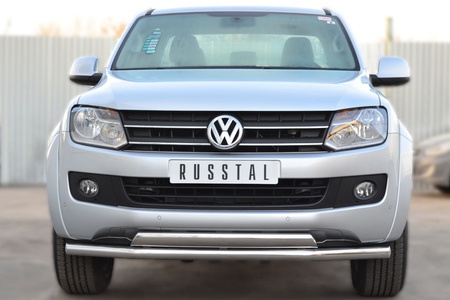 Защита переднего бампера d63 секции 75х42 дуга RUSSTAL Volkswagen Amarok (2009-2015) VAKZ-001562