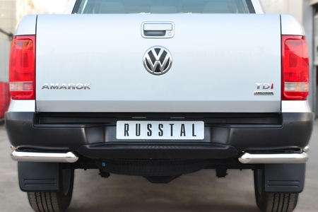 Защита заднего бампера уголки d63/d42 RUSSTAL Volkswagen Amarok (2009-2015) VAKZ-001567