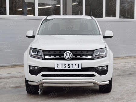 Защита переднего бампера d63 волна-75х42 дуга RUSSTAL Volkswagen Amarok (2016-2023) VAMZ-002532