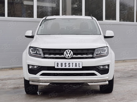 Защита переднего бампера d63 секция-d63 уголки RUSSTAL Volkswagen Amarok (2016-2023) VAMZ-002535