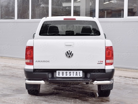 Защита заднего бампера уголки d76 секции-d42 секции RUSSTAL Volkswagen Amarok (2016-2023) VAMZ-002545