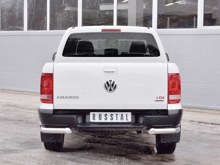Защита заднего бампера уголки d76 секции-d42 секции RUSSTAL Volkswagen Amarok (2016-2023) VAMZ-002545