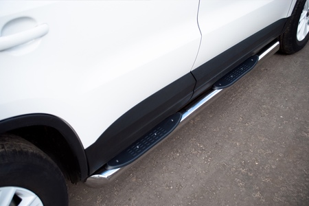 Пороги труба d76 с накладками вариант 1 RUSSTAL Volkswagen Tiguan Track & Field (2011-2017) VGT-0004941