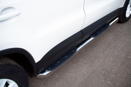 Пороги труба d76 с накладками вариант 1 RUSSTAL Volkswagen Tiguan Track & Field (2011-2017) VGT-0004941