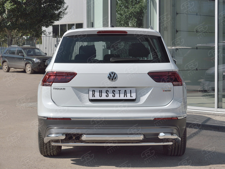 Защита заднего бампера d63/d42/d63 уголки RUSSTAL Volkswagen Tiguan (кроме Off Road) (2017-2020) VGZ-002723