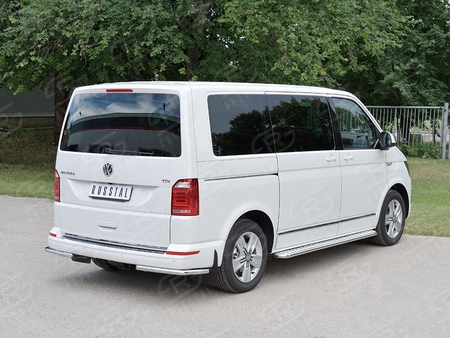 Защита заднего бампера уголки d42 секция RUSSTAL Volkswagen Caravella Transporter T6 (длинная база) (2016-2020) VTCZ-002340