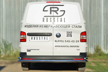 Защита заднего бампера d63 секции d42 уголки RUSSTAL Volkswagen Multivan/ Caravelle (2010-2015) VTKZ-001402