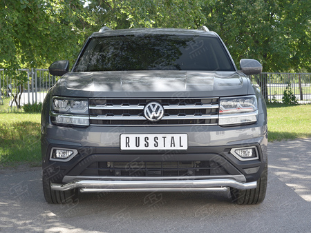 Защита переднего бампера d63 волна-d42 дуга RUSSTAL Volkswagen Teramont (2017-2023) VTMZ-002988