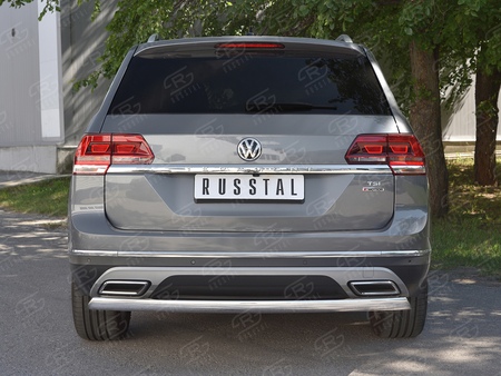 Защита заднего бампера d75х42 дуга RUSSTAL Volkswagen Teramont (2017-2023) VTMZ-002996