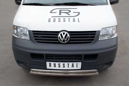 Защита переднего бампера d75х42 - d75х42 овалы RUSSTAL Volkswagen Transporter kasten (2003-2009) VTRZ-000602