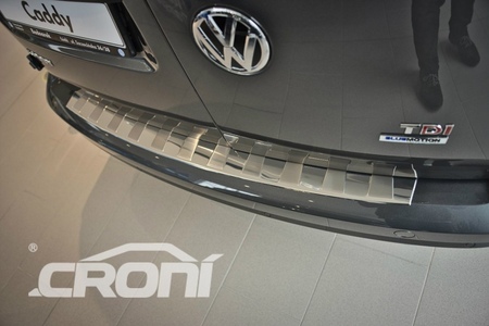 Накладка на задний бампер Croni трапеция зеркальная Volkswagen Caddy (2015-2019) VW41CZ2S