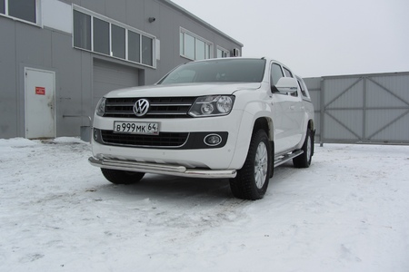 Защита переднего бампера d76+d57 двойная Volkswagen Amarok (2013-2016) VWAM13-003