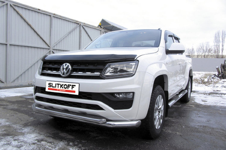 Защита переднего бампера d76+d57 двойная Volkswagen Amarok (2016-2023) VWAM16-002