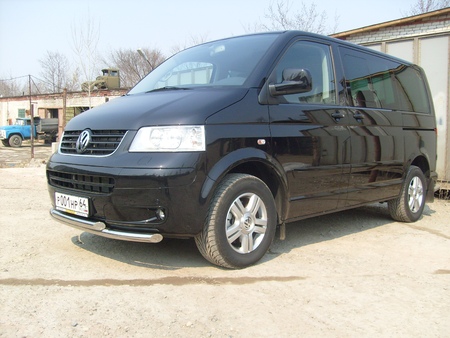 Защита переднего бампера d57+d57 двойная Volkswagen Multivan (2003-2009) VWM003