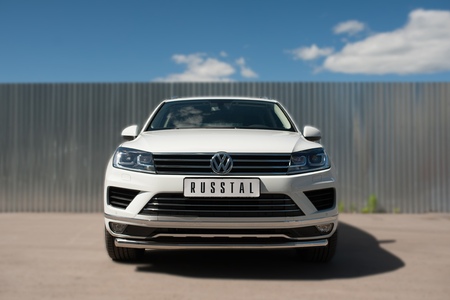 Защита переднего бампера d63 секции RUSSTAL Volkswagen Touareg (2014-2019) VWTZ-002125