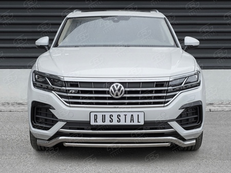 Защита переднего бампера d63 волна-d42 дуга RUSSTAL Volkswagen Touareg (not 2.0 TSI) (2018-2024) VWTZ-003058