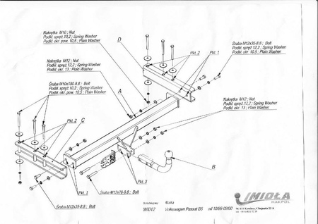 Фаркоп Imiola для Volkswagen Passat B5 (1996-2005) W.012