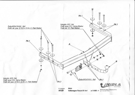 Фаркоп Imiola для Volkswagen Passat B5 4x4 (1996-2005) W.020