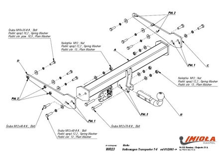 Фаркоп Imiola для Volkswagen Caravelle (2015-2023) W.023