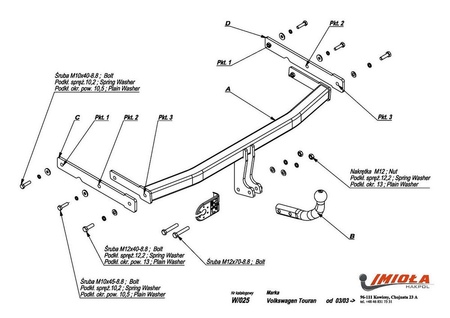 Фаркоп Imiola для Volkswagen Touran (2003-2018) W.025