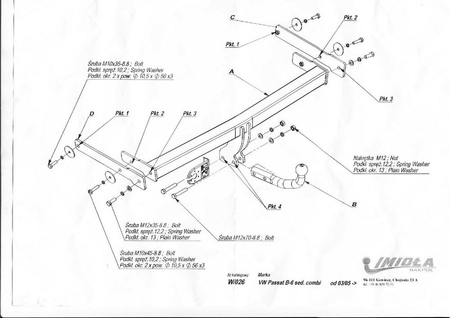 Фаркоп Imiola для Volkswagen Passat (2005-2010) W.026